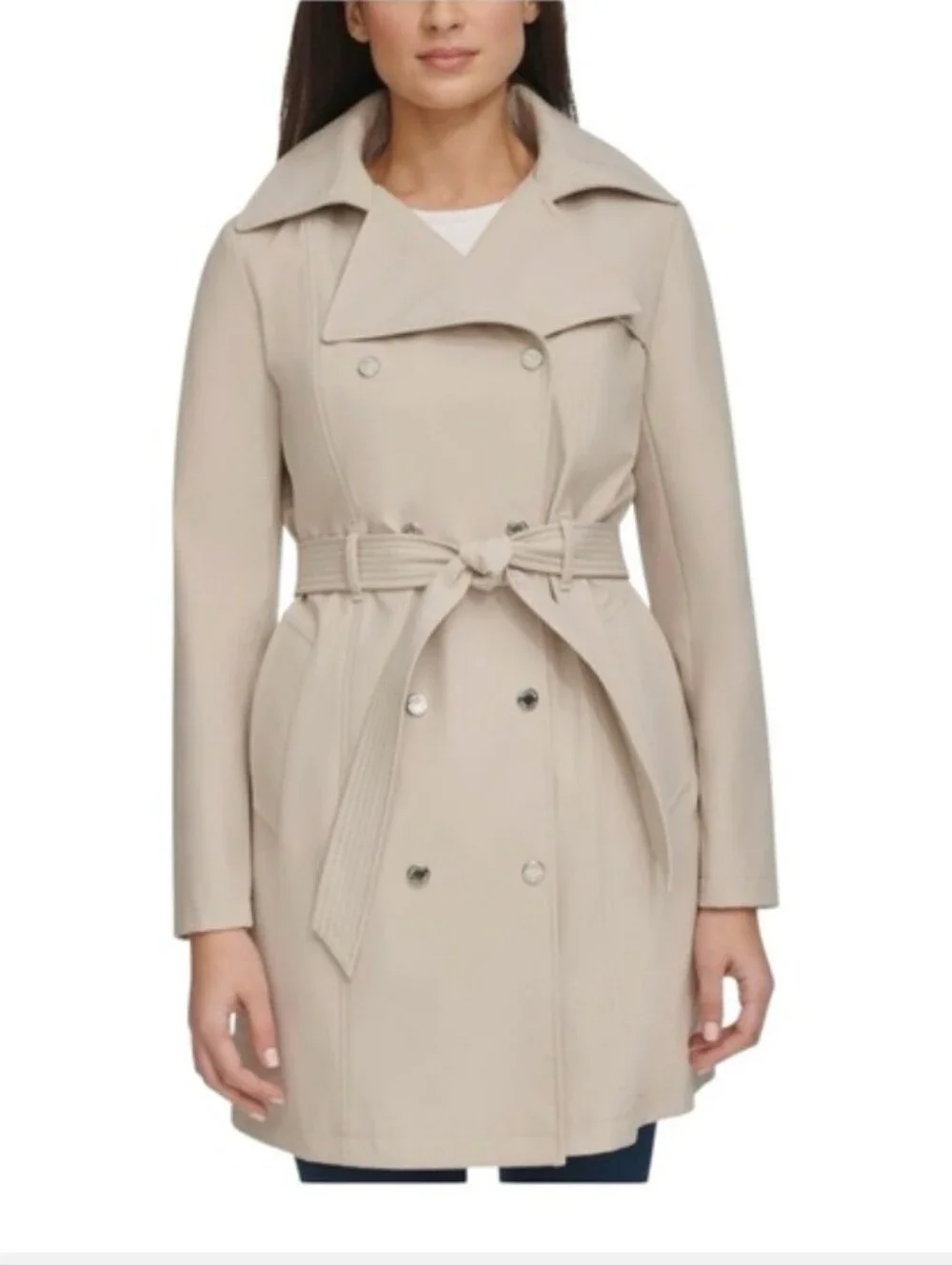Calvin Klein Double Breasted Trench Coat XXL Removable Hood&Belt EUC Worn Once - Picture 1 of 16